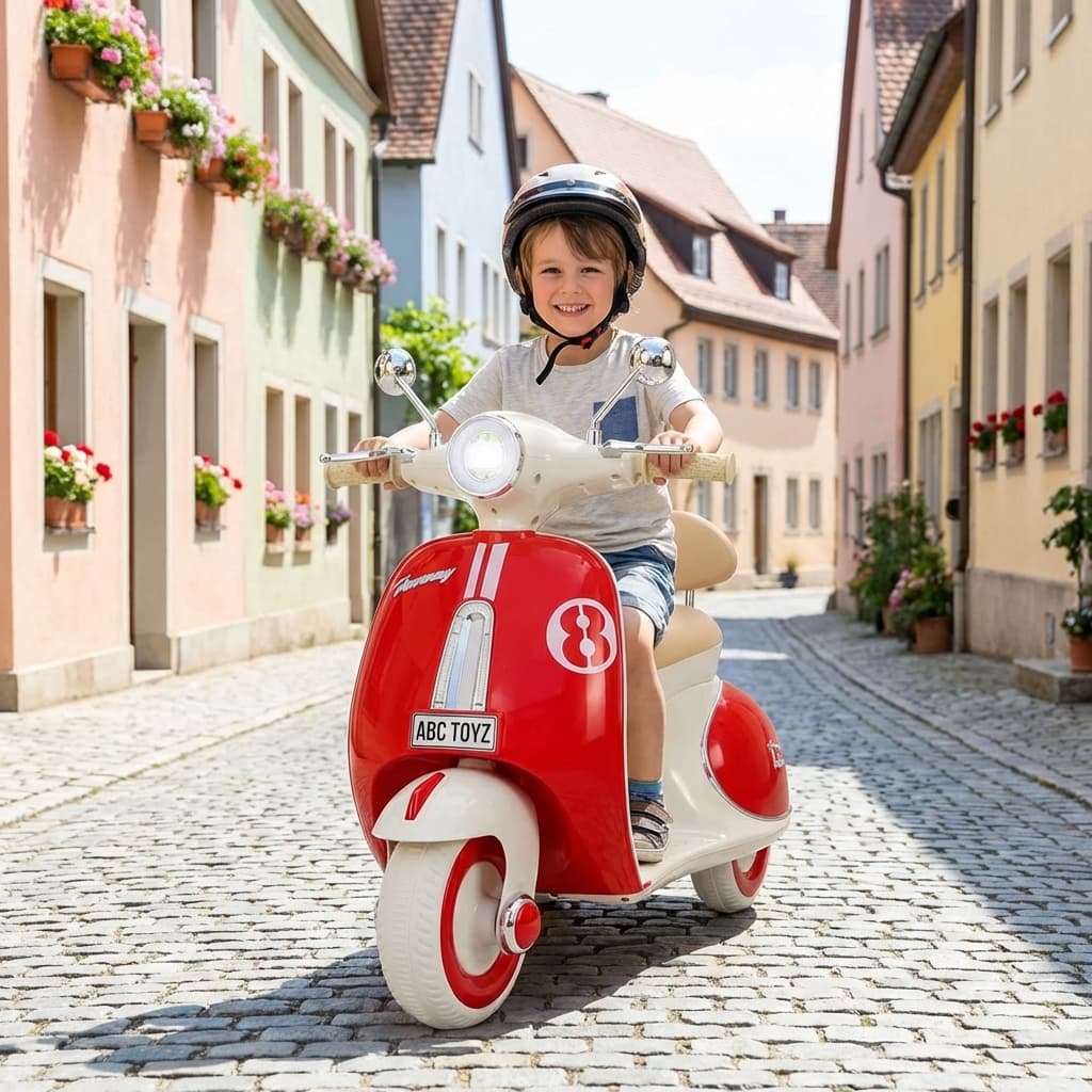 ABC Toyz Vintage 6V Dual Motor Vespa Kids Scooty - View 6