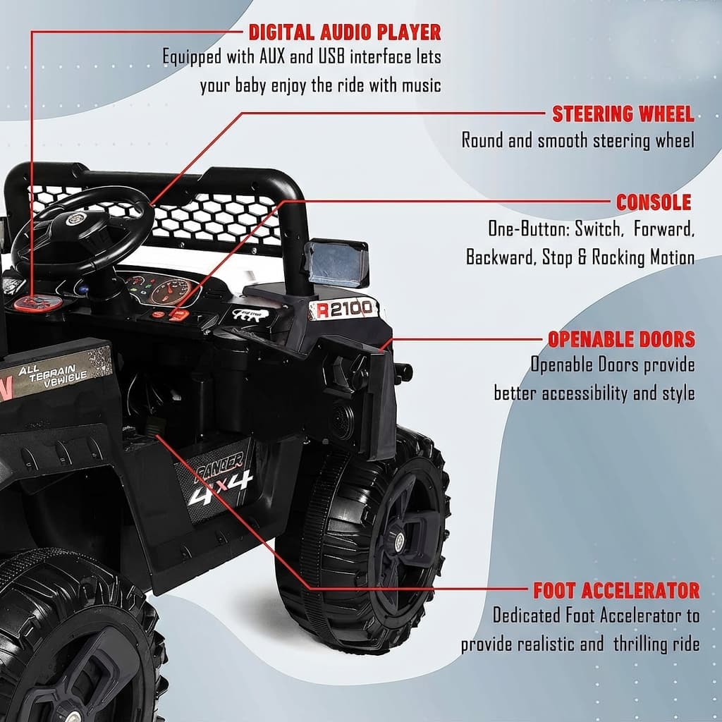 ABC Toyz Ranger R2100 12V 4x4 Off-Road Jeep - View 8