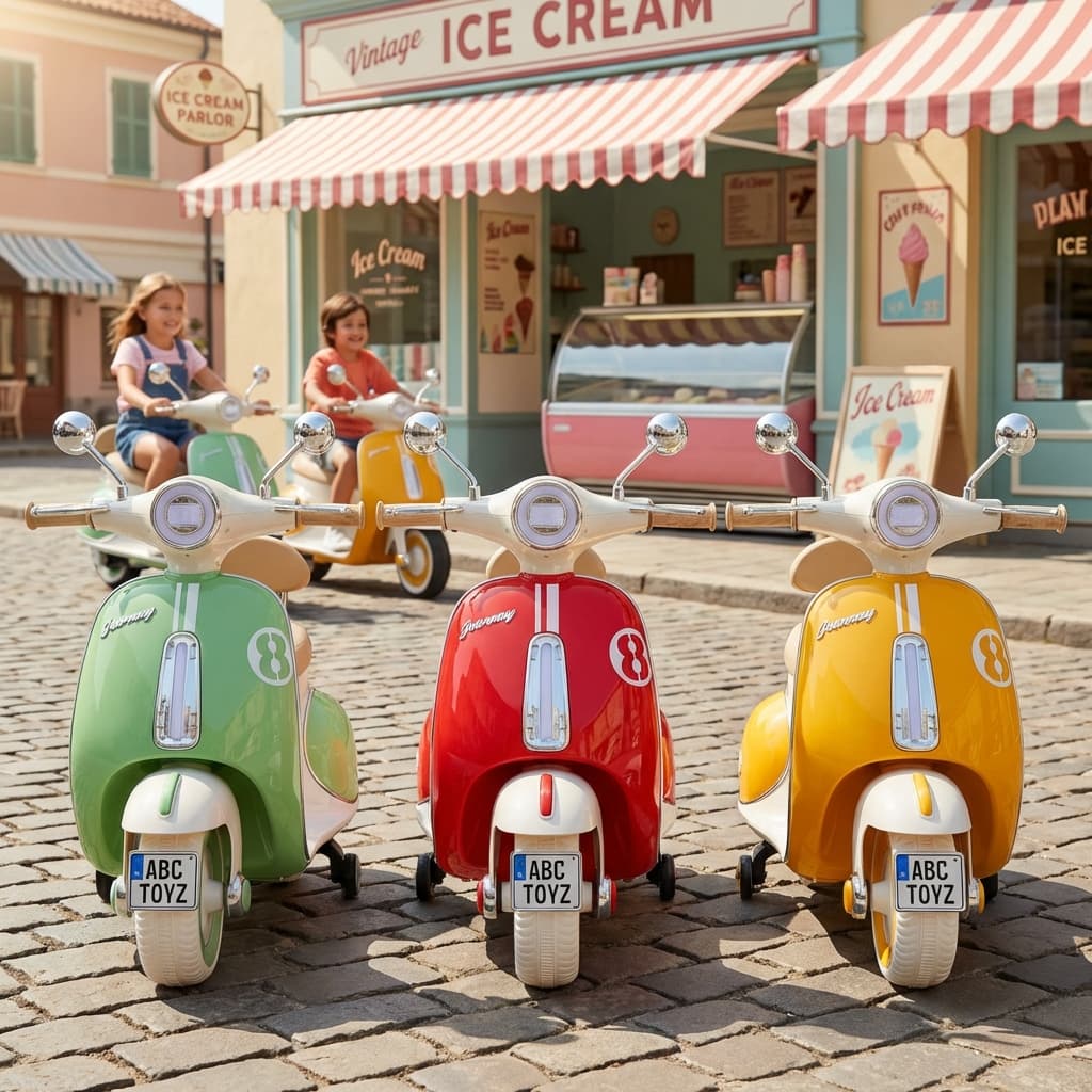 ABC Toyz Vintage 6V Dual Motor Vespa Kids Scooty - View 4