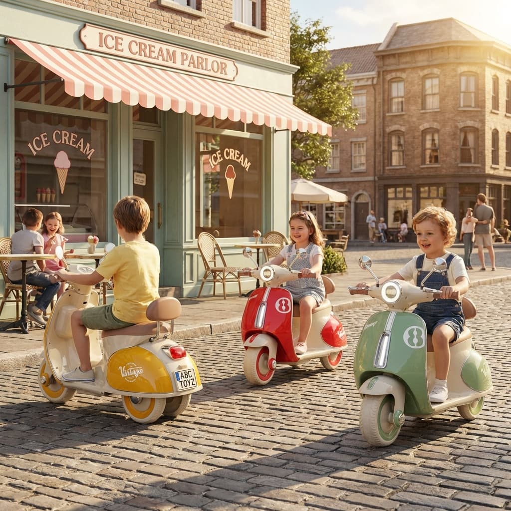 ABC Toyz Vintage 6V Dual Motor Vespa Kids Scooty - View 5