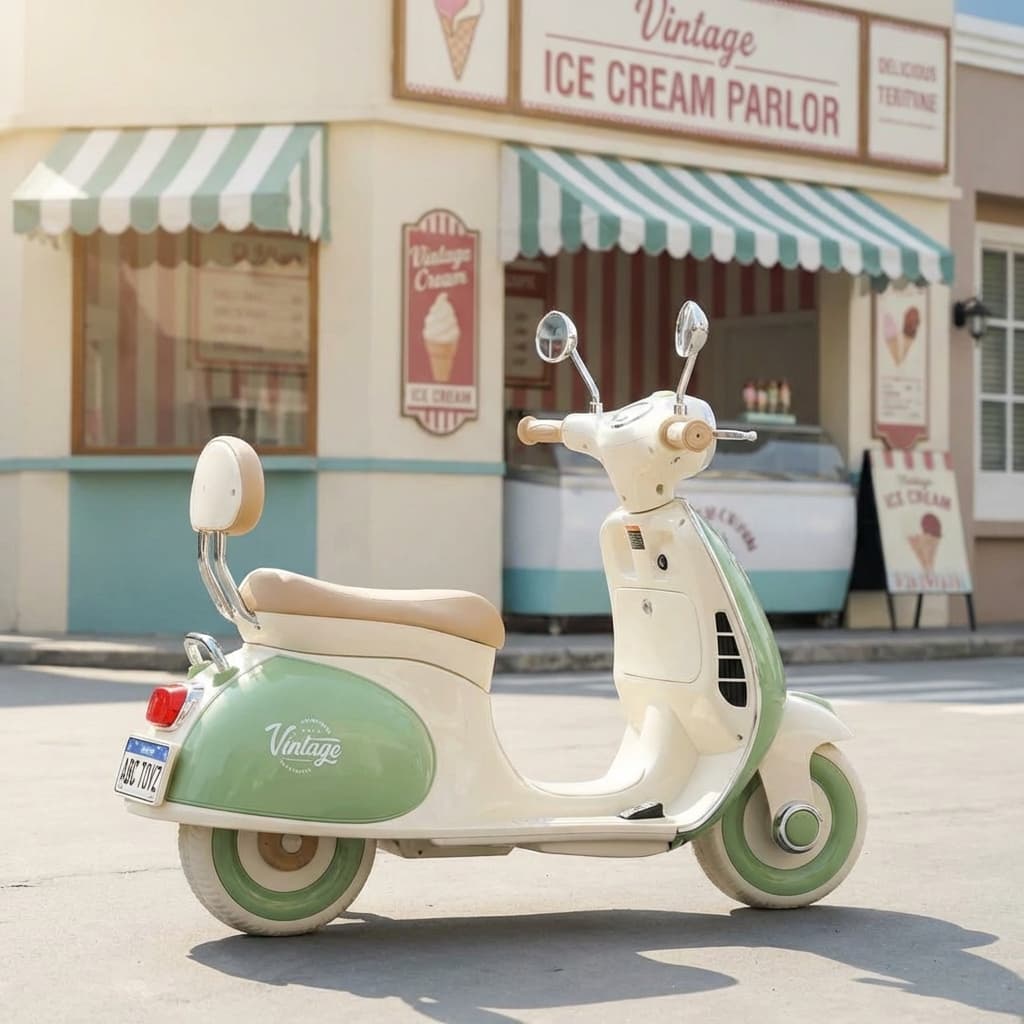 ABC Toyz Vintage 6V Dual Motor Vespa Kids Scooty - View 7