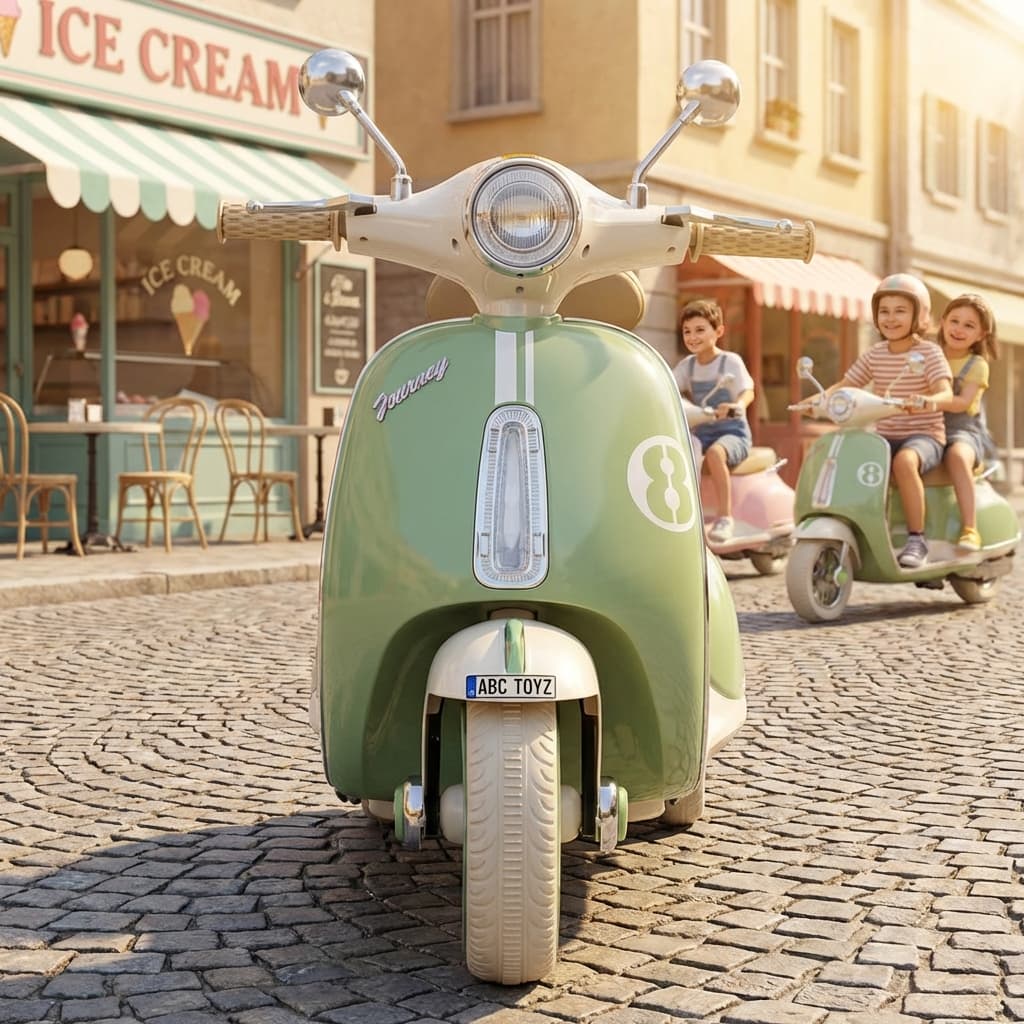 ABC Toyz Vintage 6V Dual Motor Vespa Kids Scooty - View 9