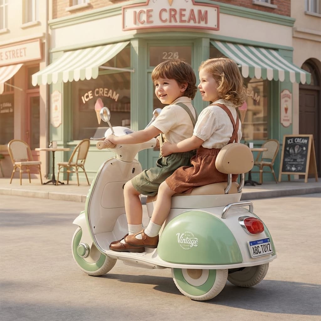 ABC Toyz Vintage 6V Dual Motor Vespa Kids Scooty - View 8