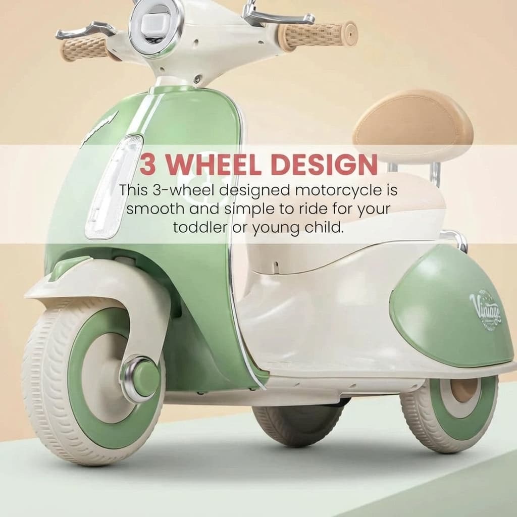 ABC Toyz Vintage 6V Dual Motor Vespa Kids Scooty - View 10