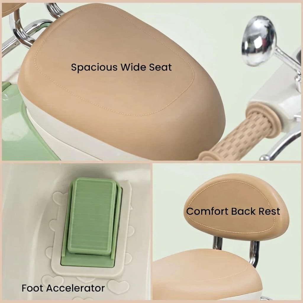 ABC Toyz Vintage 6V Dual Motor Vespa Kids Scooty - View 11