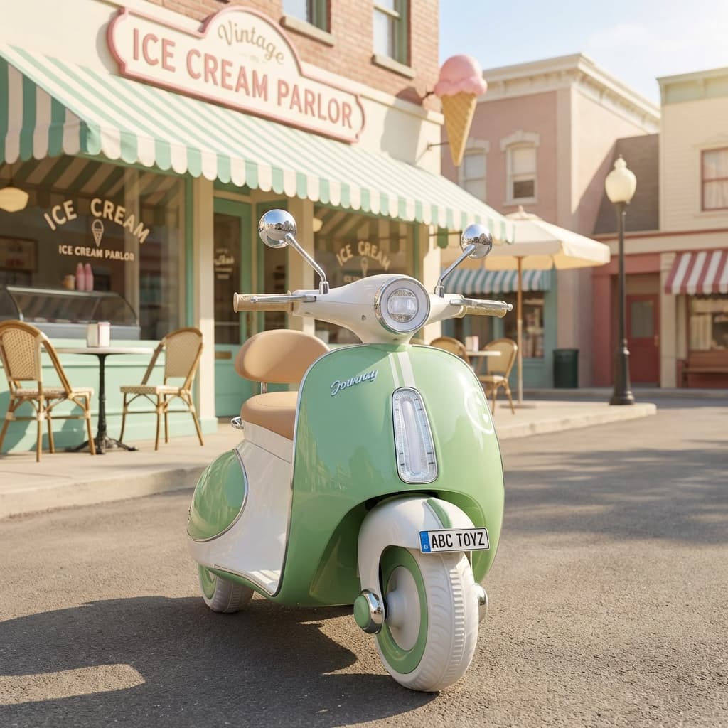 ABC Toyz Vintage 6V Dual Motor Vespa Kids Scooty - View 13