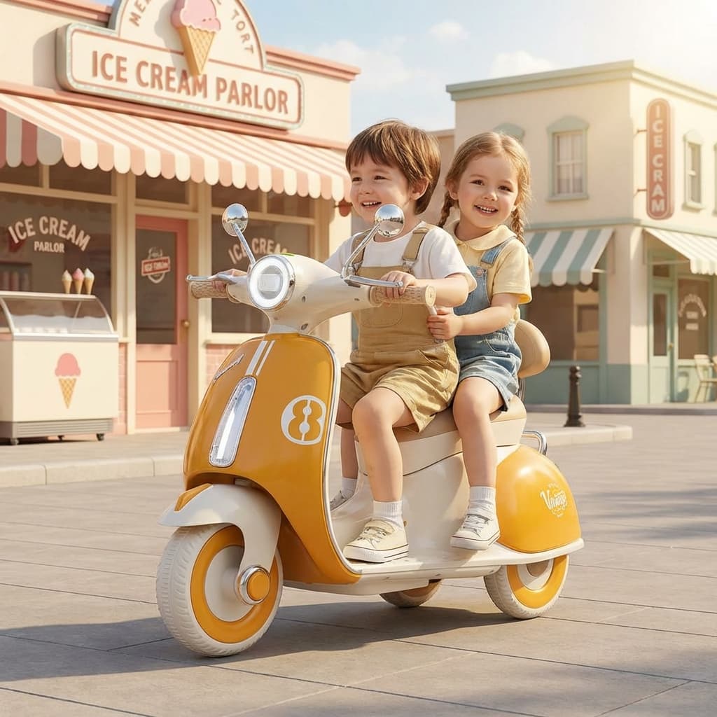 ABC Toyz Vintage 6V Dual Motor Vespa Kids Scooty - View 14