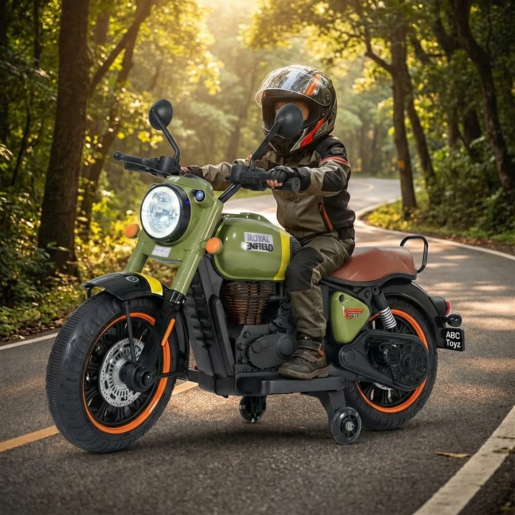 ABC Toyz Classic 350 Style 12V LED Ride-On Motorcycle - View 1