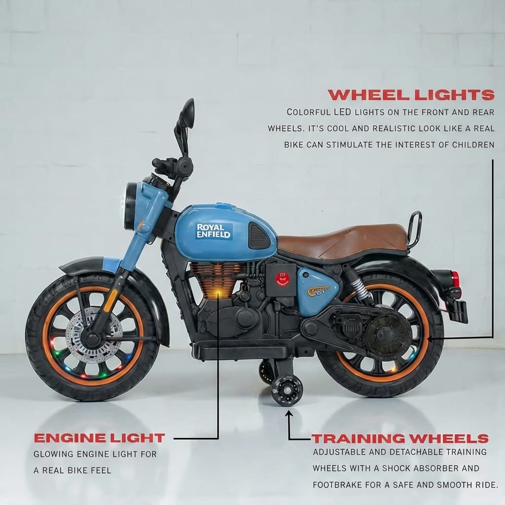 ABC Toyz Classic 350 Style 12V LED Ride-On Motorcycle - View 5