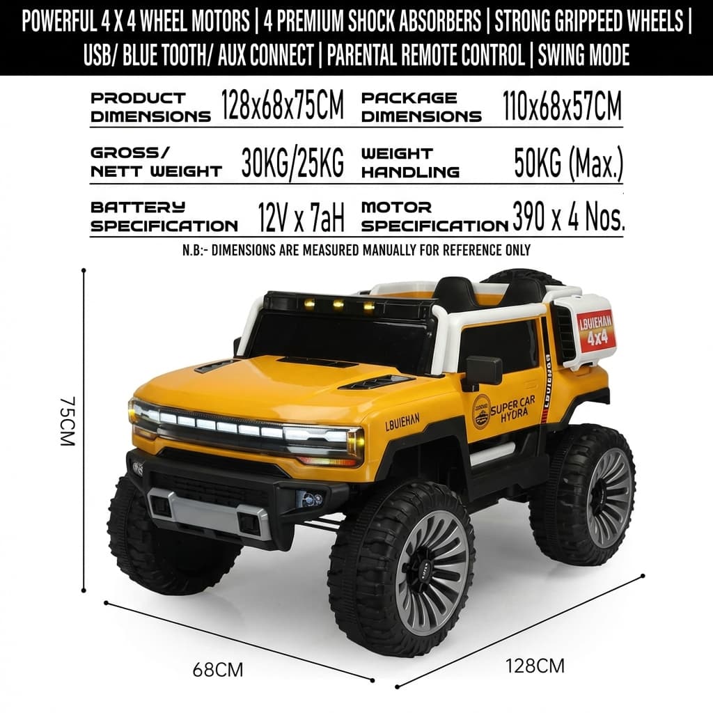ABC Toyz Hummer EV Style 12V 4WD Monster Truck - View 13